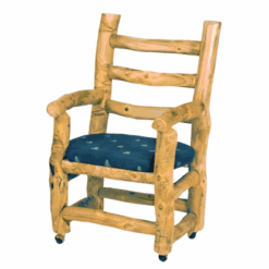Mountain Woods Rustic Aspen Log Upholstered Captains Chair