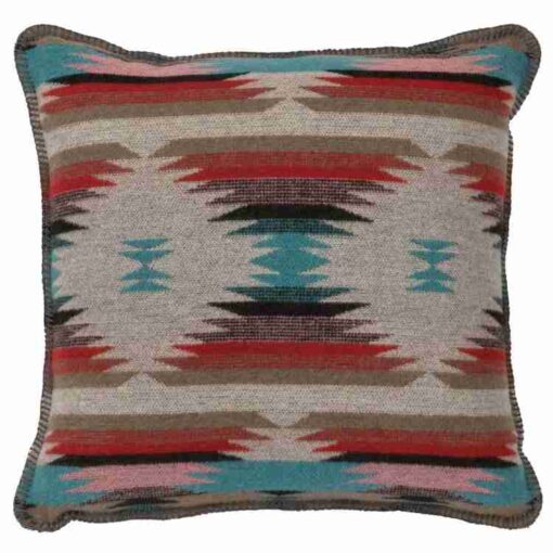 Painted sky 20x20 pillow by wooded river