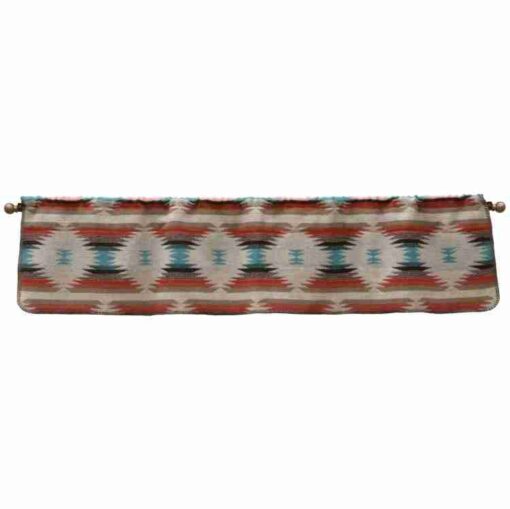 Painted sky rod pocket valance by wooded river