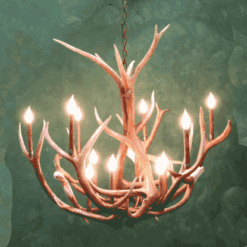 Peak Eagles In Elk Antler Bowl Chandelier - 12 Light