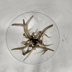 Peak elk and mule deer antler end table 66