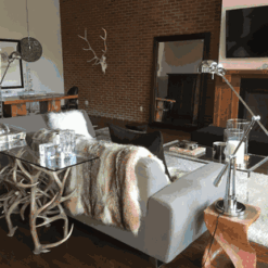 Peak elk and mule deer antler sofa table 60