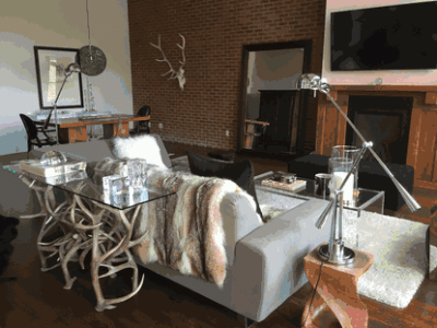 Peak elk and mule deer antler sofa table 60