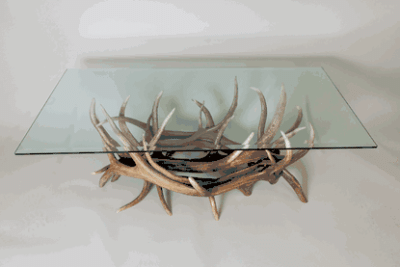 Peak elk antler coffee table 76