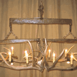 Peak large double tree over elk antler chandelier 15 light 67