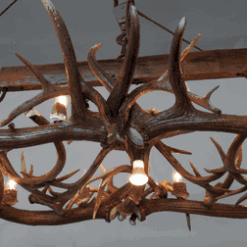 Peak large double tree over elk antler chandelier 15 light 70