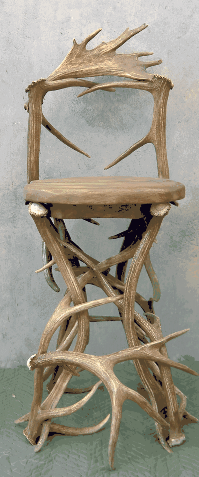 Peak large elk antler bar stool with back 119 2