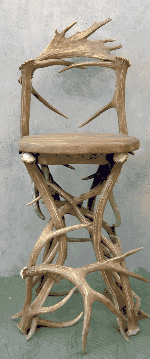 Large elk antler barstool with backrest