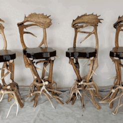 Peak large elk antler bar stool with back 126
