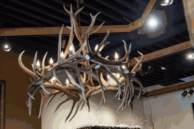 Peak large hayman elk antler chandelier 15 light 81