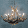 Peak Large Mica Rawhide & Elk Antler Chandelier