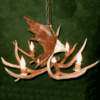 Peak Moose Eagle Over Mule Deer Antler Chandelier - 4 Light