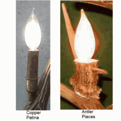 Peak moose eagle over mule deer antler chandelier 4 light 44
