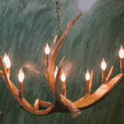 Peak oval moose antler chandelier 9 light 64