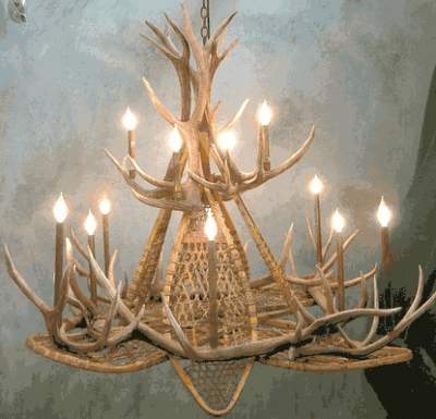 peak snowshoe elk antler chandelier 16 light 62