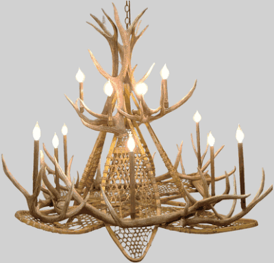 peak snowshoe elk antler chandelier 16 light 69
