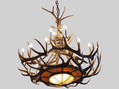 Peak tweed s rawhide mica elk antler chandelier 25 light 57