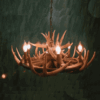 Peak Wagon Wheel & Whitetail Deer Antler Chandelier - 6 Light