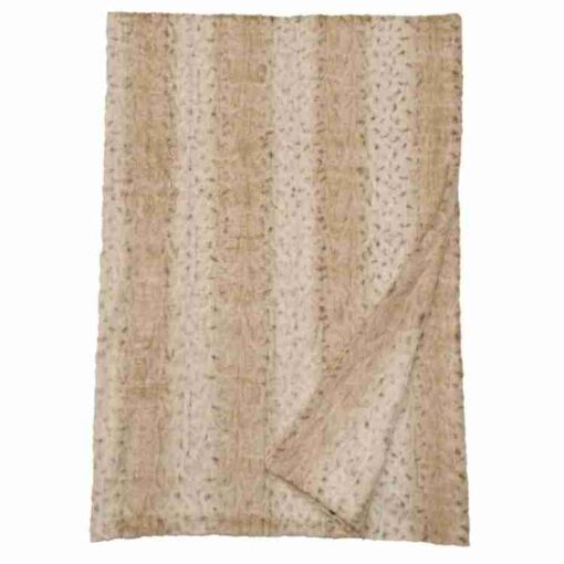 Pearl leopard cuddle fur throw blanket by wooded river