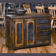 Reclaimed wood vanities and bath