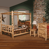 Red cedar log bedroom furniture