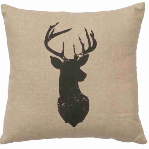 Linen deer pillow 20"x20" by wooded river