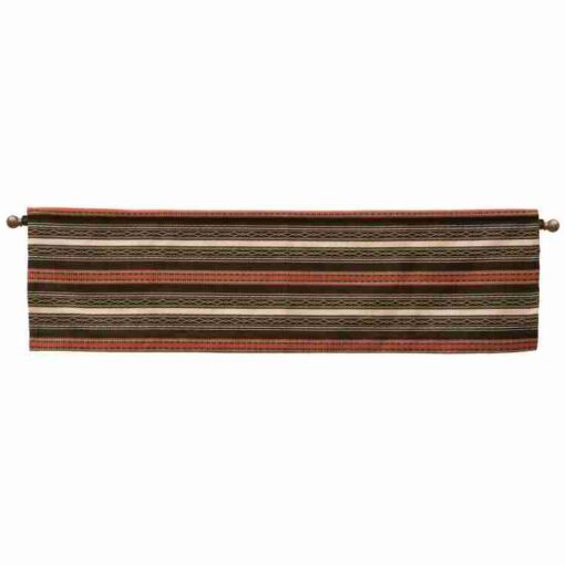 Red pepper valance by wooded river