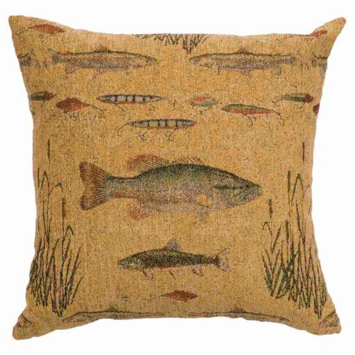 Reel time pillow (18"x18") by wooded river
