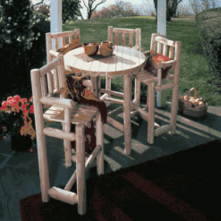 Rustic Natural Cedar 5 Piece Bistro Set