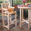 Rustic Natural Cedar Bistro Bar Stool With Back