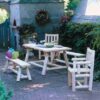 Rustic Natural Cedar Classic Farmer'S Table With Benches & Chairs
