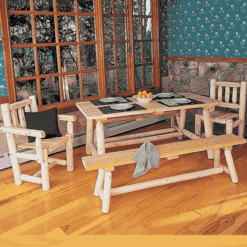 Rustic natural cedar farmer s table with benches 24