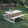 Rustic Natural Cedar Deluxe Log Picnic Table