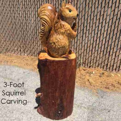 Squirrel chainsaw carving stump sculpture 52