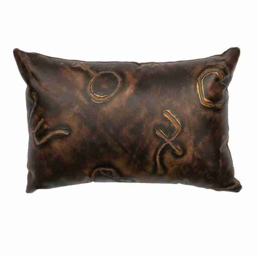 Stampede leather brand pillow (12"x18") by wooded river