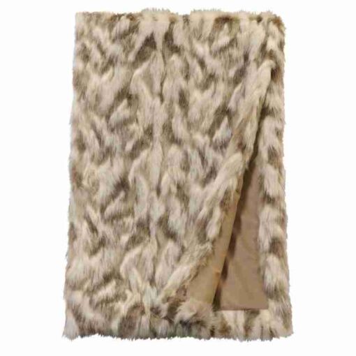 Tibetan fox faux fur throw blanket by wooded river