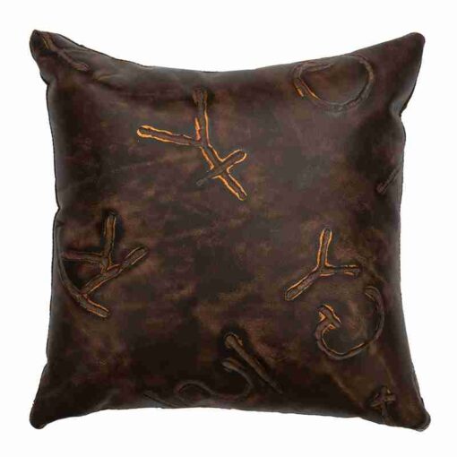 Tombstone iii leather pillow (16"x16") by wooded river
