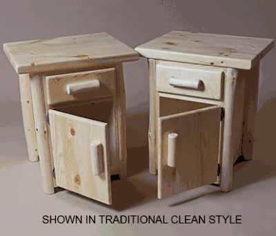 Twist of nature red pine log nightstand enclosed 50
