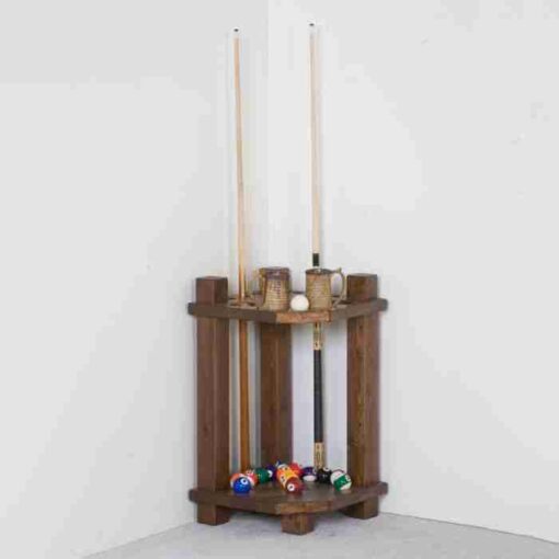 Viking barnwood corner pool cue rack