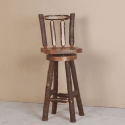 Viking Sawtooth Hickory & Pine Log Bar Stool - Wooden Seats