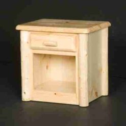 Viking Northwoods Pine Log Nightstand - 1 Drawer With Lower Cubby Hole