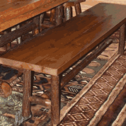 Viking sawtooth hickory pine log trestle dining table 60