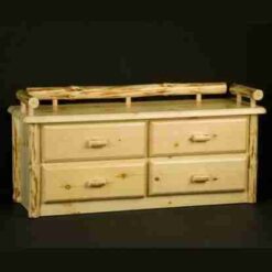 Viking Wilderness Pine Log 4-Drawer Deacon's Bench