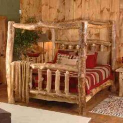 Wasatch Log Furniture - Silver Creek Aspen Canopy Bed