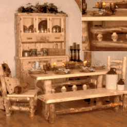 Wasatch log furniture silver creek aspen dining table w trestle base 63