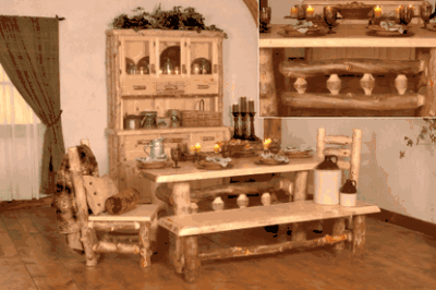 Wasatch log furniture silver creek aspen dining table w trestle base 63
