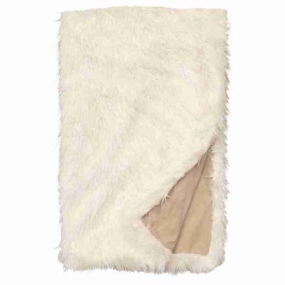 White mink faux fur throw blanket by wooded river 39