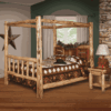Wildwood Rustics Red Cedar Log Canopy Bed With Bookshelf