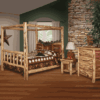 Wildwood Rustics Red Cedar Log Bookcase Canopy Bedroom Set