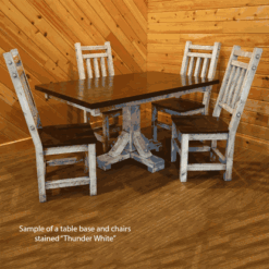Wildwood rustics rough sawn pine pedestal dining table with extension leaves 104